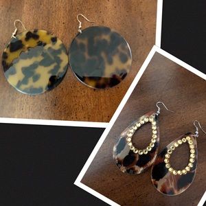 Two pair of leopard earrings